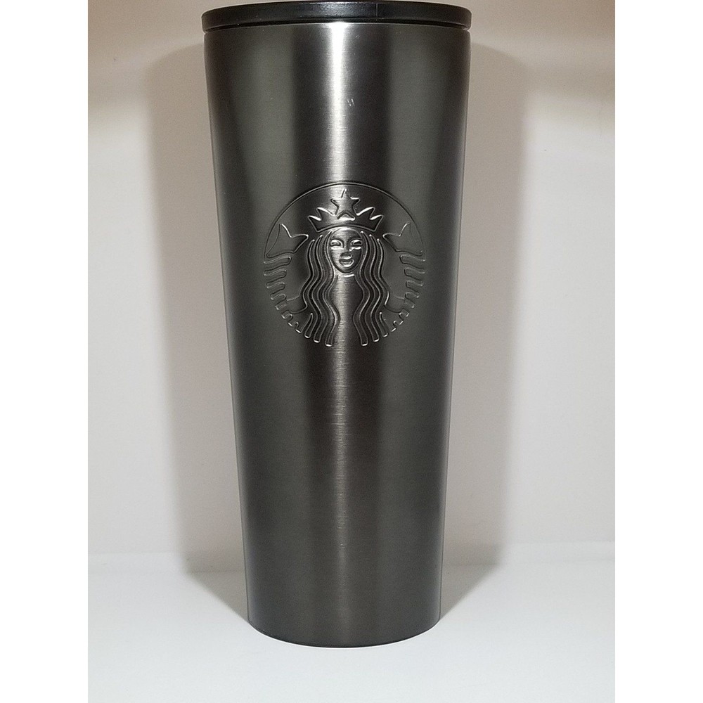 Starbucks 16.oz Stainless Steel Dark Silver Siren Cold Cup Tumbler No Straw